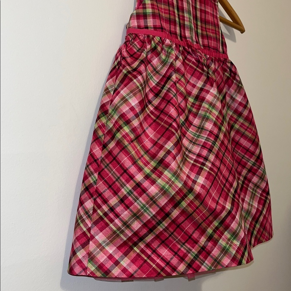 GYMBOREE Cheery All The Way Sleeveless Plaid Dress Bow Ribbon Holiday Pink EUC - Picture 5 of 8